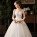 Vêtements pour femmes Robe de mariée légère française Nouvelle mariée Manches longues Petit Beige Simple Style Palais Voyage Tir Tempérament Fil principal_voghion.com