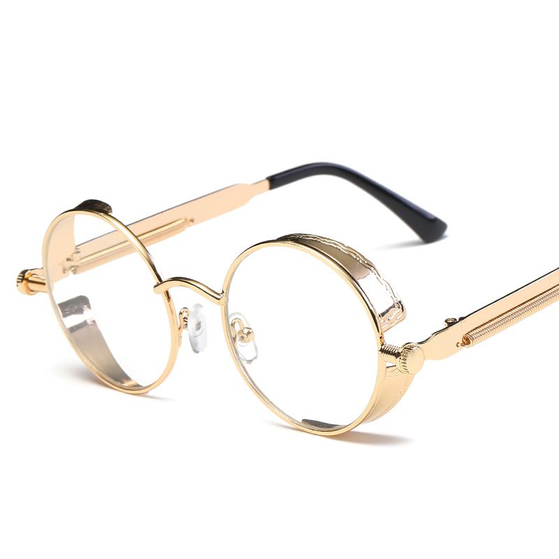 Unisex Steampunk glasses Fashionable Round sunglasses Retro glasses Trendy trendy sunglasses for men and women_voghion.com