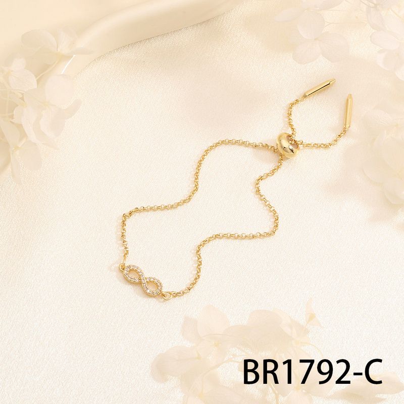 Bracciale di alta qualità con catena cubana e simbolo dell'infinito placcato in rame, numero 8, unico e alla moda_voghion.com