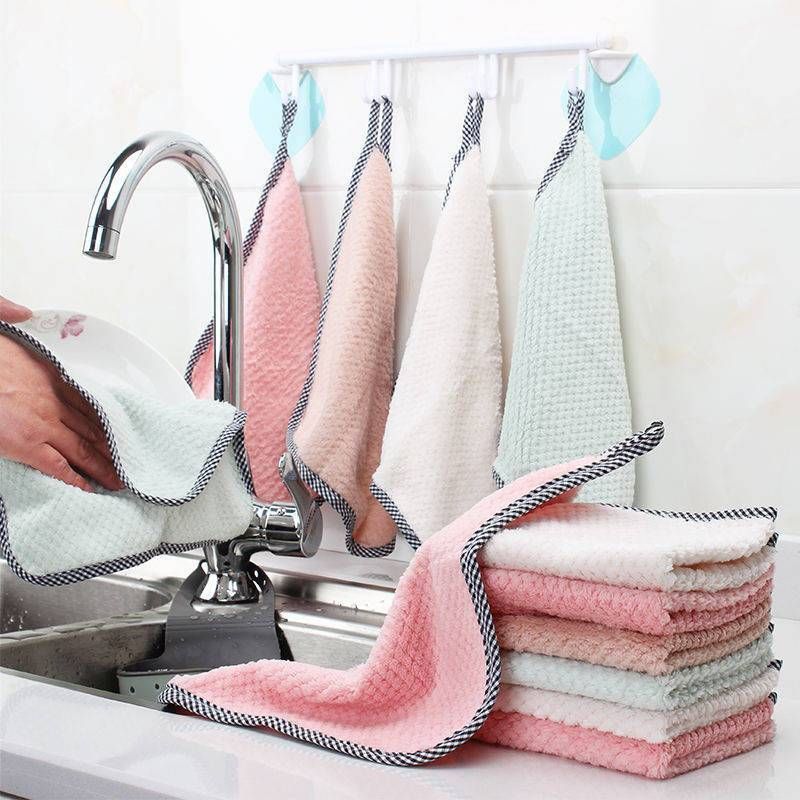 Non-Stick Oil Non-Shedding Scouring Pad Dish Cloth Kitchen Special Stain Removal Absorbent Hand Towel Thickened_voghion.com