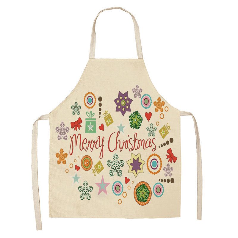 Cross-Border Direct Supply Christmas Series Linen Apron Kitchen Household Sleeveless Hanging Neck Unisex Stain-Resistant_voghion.com