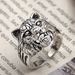 Old fashioned tiger head ring for men and women, personalized niche design, domineering zodiac index finger ring jewelry_voghion.com