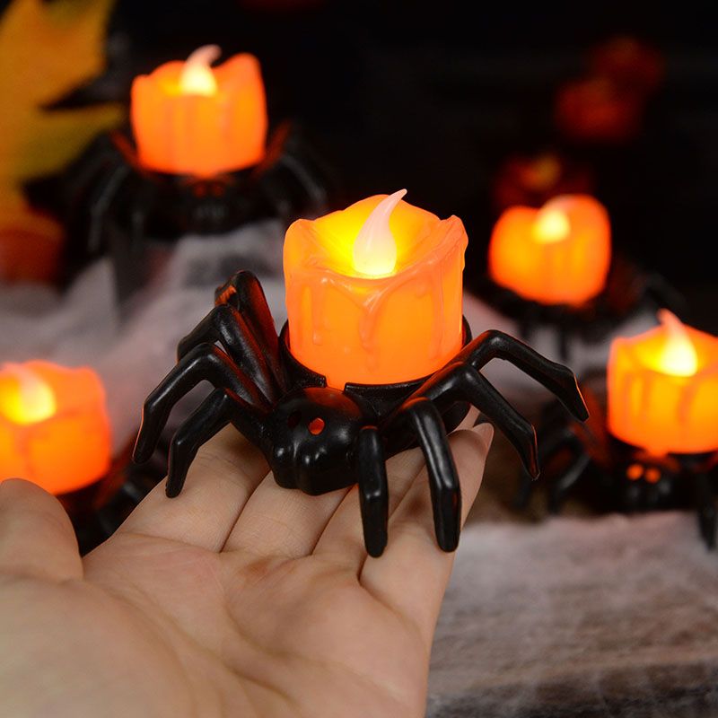 1 pçs decoração de halloween led kerze licht kunststoff spinne kürbis lampe para casa bar spukhaus decoração de festa de halloween_voghion.com