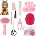 Set di 9 spazzole per la toelettatura dei cani con rastrello, pettine antipulci, tagliaunghie e lima, kit autopulente per la perdita di pelo degli animali domestici._voghion.com