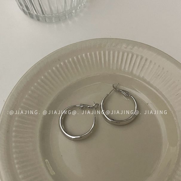 Orecchini a cerchio in stile minimalista con aghi in argento, di alta qualità, eleganti, leggeri, lussuosi, semplici da donna._voghion.com