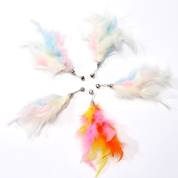 Toy Wand Feather Replacement Chain With Bell Teaser Head Durable Chew Pet Cat_voghion.com