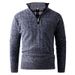 Maglione da uomo in maglia con cerniera a un quarto – Pullover termico invernale con collo alto e cuciture testurizzate (L-3XL, vestibilità slim, finitura lavata, grigio/blu navy intenso)_voghion.com