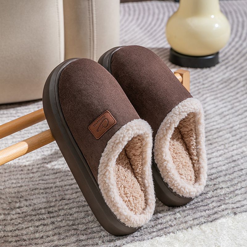 Baumwoll-Hausschuhe für Damen, Herbst und Winter, für Paare zu Hause. Dicke Sohle, rutschfest und dicker Samt für warme Füße._voghion.com