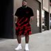 Herrenbekleidung Plus Size Sommer T-Shirt Shorts Anzug Muster Spleißen 3D Digitaldruck Lässiger Strandhosenanzug_voghion.com