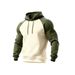 Men's Retro American Style Pullover Hoodie With Color Block Design, Fleece Lined, Relaxed Fit, Long Sleeve, Zipper Front, Casual Streetwear For Winter_voghion.com