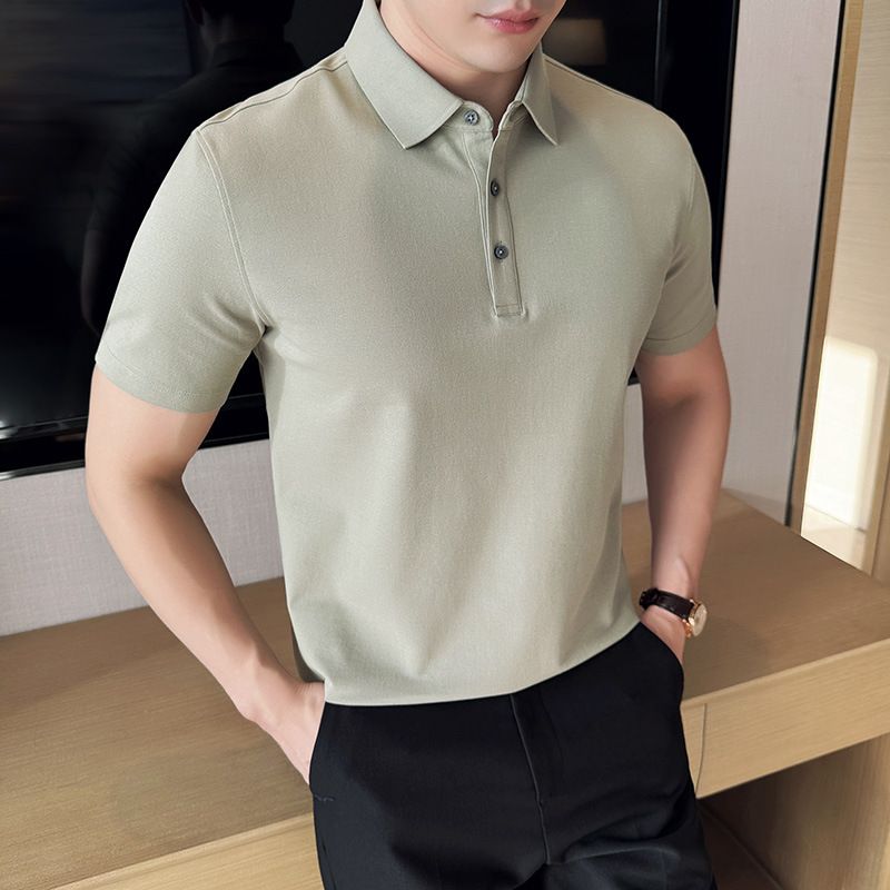 Polo à manches courtes pour homme, nouveauté spéciale été, en coton, confortable, petit revers, non marquant, pressage, version coréenne, coupe ajustée, Paul_voghion.com