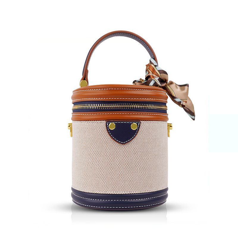 Borsa a mano con sciarpa in seta di nicchia con borsa a cilindro in tela retrò retrò_voghion.com