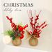 Mini Christmas Tree Decor Set - 12" Faux Pine With LED Lights & Assorted Ornaments For Home, Office Holiday Decor (Red/White Theme)_voghion.com