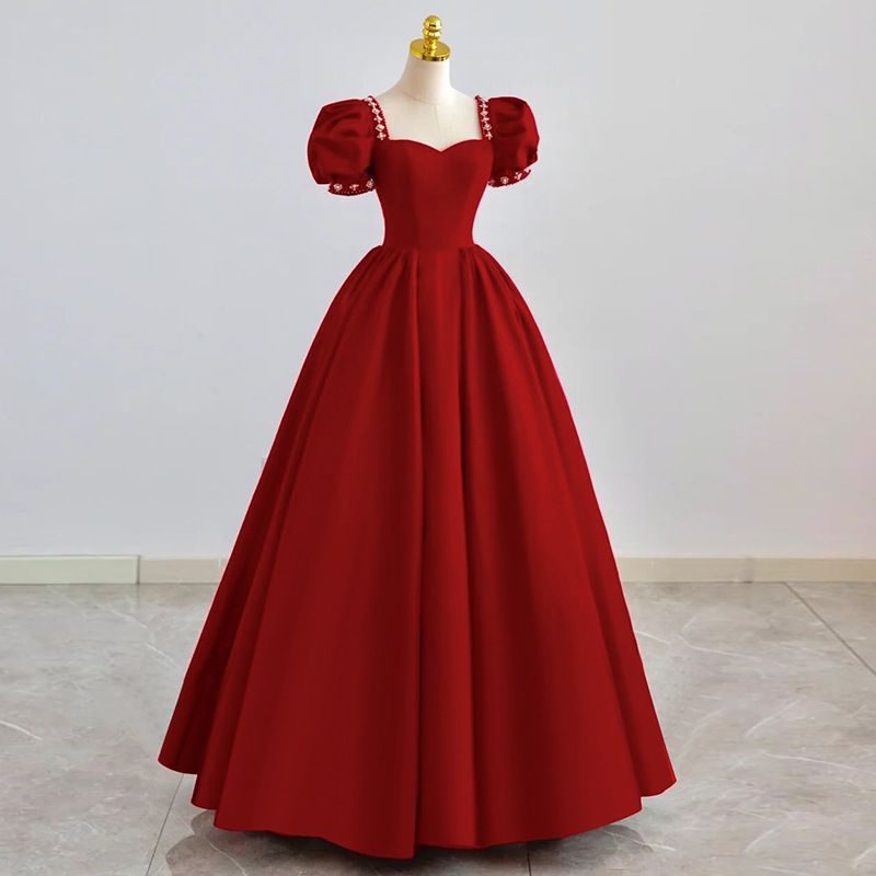 Women's Clothing Red Wedding Petite Princess Return Engagement Dress_voghion.com