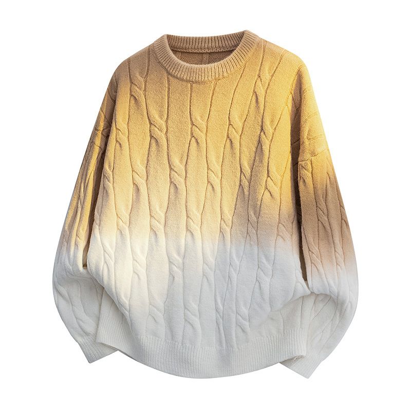 Ombre Unisex Sweater – Gradient Colorblock Crewneck Pullover (M-3XL, 3 Earth Tones)_voghion.com