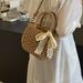 Straw Bag Woven Bag Mori Straw Bag Female Crossbody Beach Holiday Beach Bag Portable Bucket Bag_voghion.com
