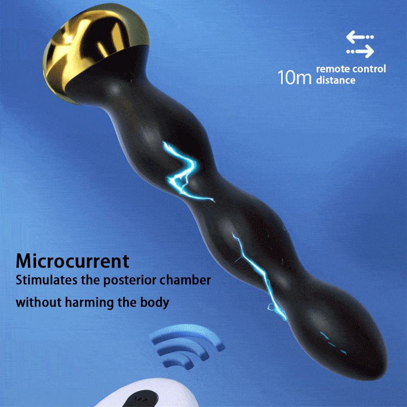 BDSM Electric Shock Plug Silicone Beads Vibrator Wireless Remote Control Anal Sex Toys For Women_voghion.com