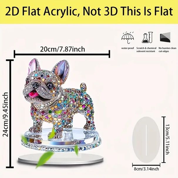 Home Furniture Elegant French Bulldog Crystal Acrylic Desktop Decoration with Stand for Office and Home_voghion.com