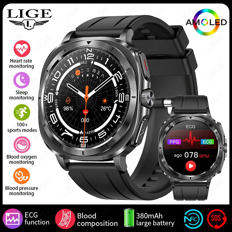 ET456 ECG Smartwatch With Heart Rate, Sleep Monitoring, Blood Oxygen & NFC – Waterproof Fitness Tracker For IOS, Compatible With IPhone_voghion.com
