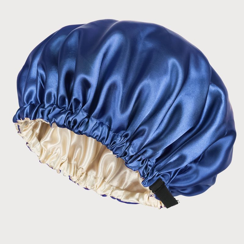 Nova touca de dormir de cetim de camada dupla feminina, touca de banho ajustável com botão, moderna para todos os tipos de cuidados com os cabelos_voghion.com