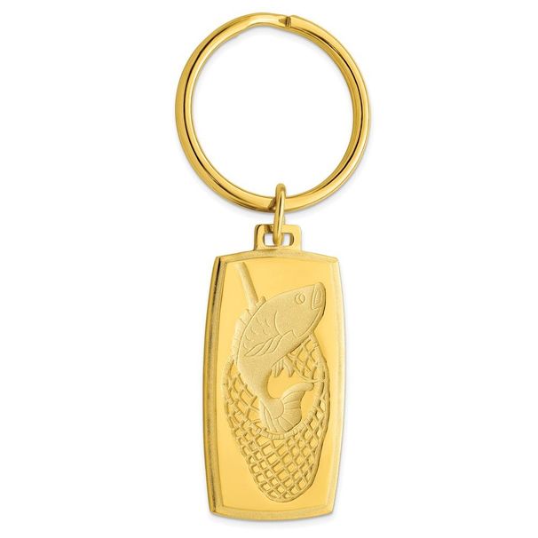 Gold-plated Kelly Waters Fish In Net Key Ring_voghion.com