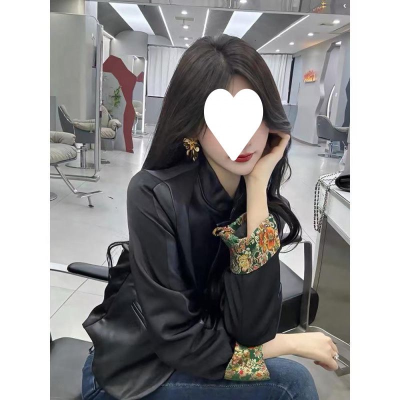 New women's clothing, Chinese black leather jacket, 2024 Spring and Autumn collection, niche, super good-looking Tang_voghion.com