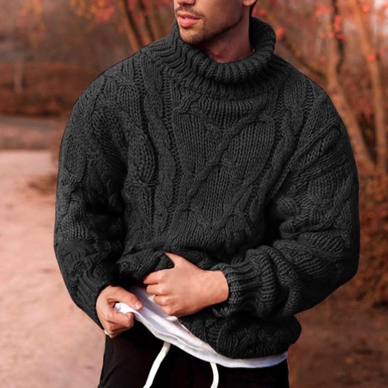 Abbigliamento maschile autunno e inverno moda casual dolcevita ritorto maglione uomo maglione uomo_voghion.com