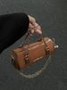 2024 new retro chain cylinder bag suede soft surface handbag messenger bag female niche design pillow bag_voghion.com