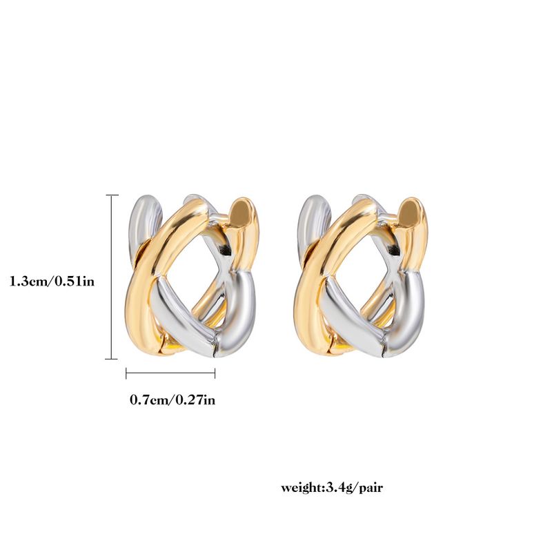 Orecchini da donna in stile semplice con cerchio, in oro e argento, bicolore, con croce tridimensionale_voghion.com