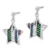 Sterling Silver W/ Black Rhodium Synthetic Spinel & Synthetic Ruby Star Post Dangle Earrings_voghion.com