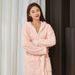 Soft Touch Micro Fleece Kapuzenbademantel Plüsch Langer Spa Robe Saugfähiger Bademantel_voghion.com