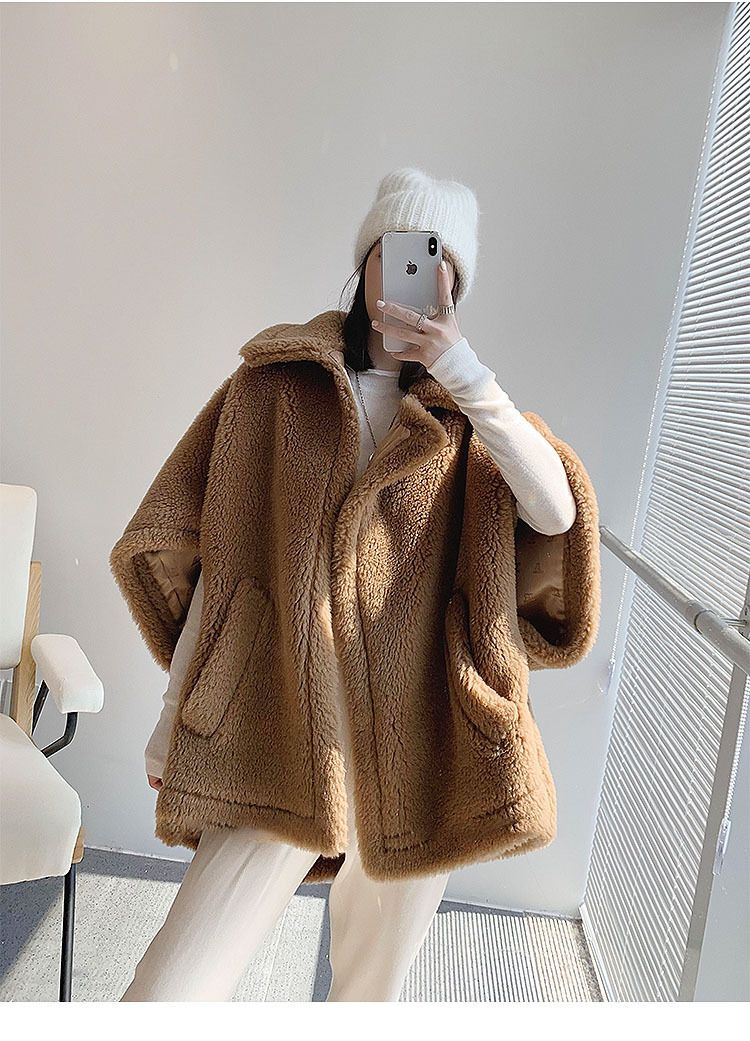 Damski płaszcz ze sztucznego futra Teddy – zimowa, ciepła, oversize’owa kurtka z luksusową fakturą licową_voghion.com