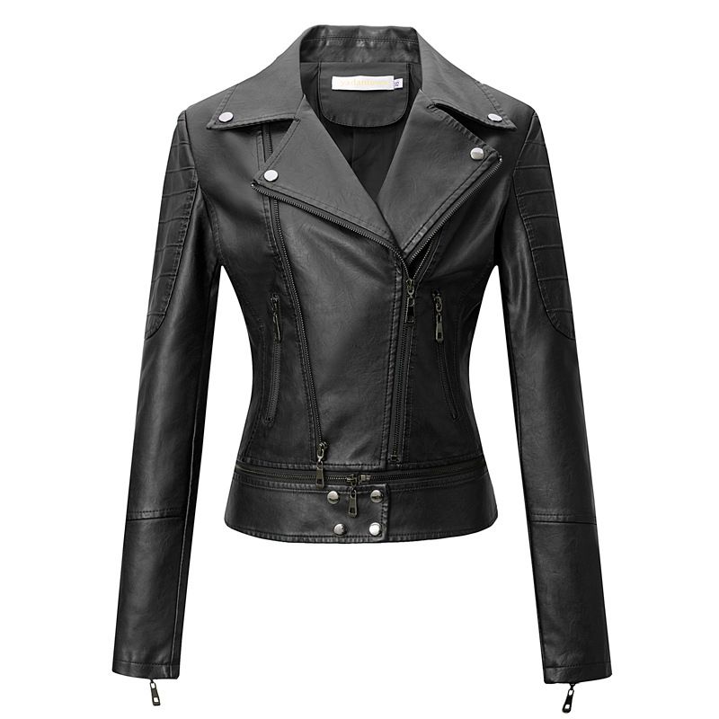 2025 Goddess Women's Turn-Down Collar Slim Fit Petite Ultra-Short Leather Jacket Cool And Stylish Long Sleeve_voghion.com