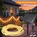 Bandeau lumineux néon solaire 24 V étanche, 8 modes, 120 LED/m, flexible, IP68, haute densité, blanc chaud, idéal pour les fêtes, le jardin et l'extérieur._voghion.com