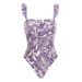 Women's new style waist drawstring hollow purple dragonfly print one-piece swimsuit and wrap skirt suit hot style_voghion.com