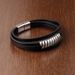 Bracelet homme en cuir tressé style hip-hop, acier inoxydable, style streetwear, L20146_voghion.com