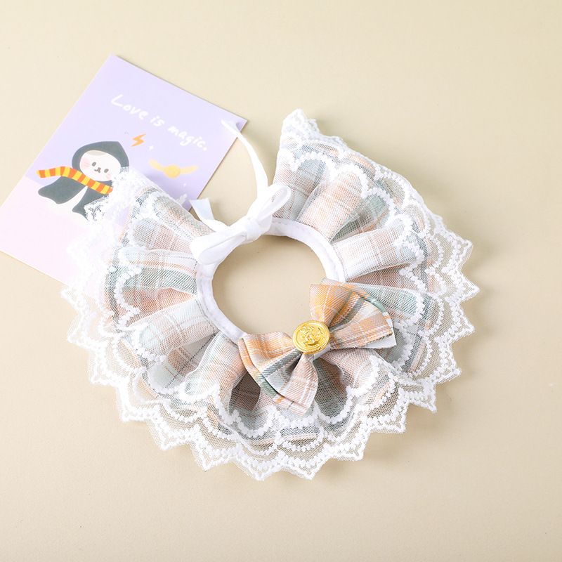 Babador para animais de estimação com laço de fita, estilo JK, coleira fofa para cães, acessórios decorativos_voghion.com
