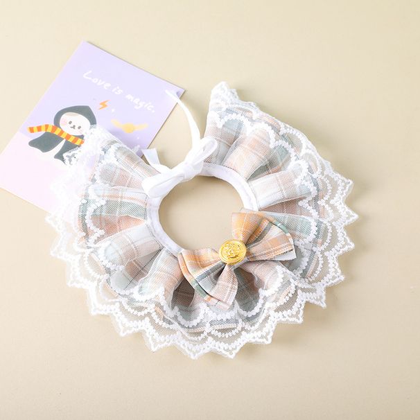 Babador para animais de estimação com laço de fita, estilo JK, coleira fofa para cães, acessórios decorativos_voghion.com
