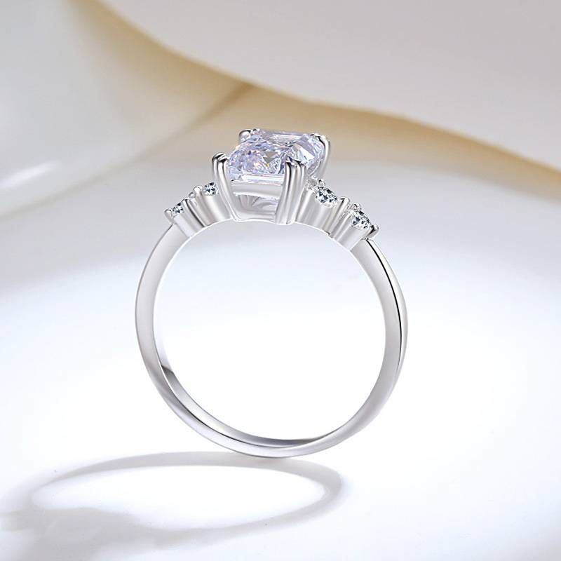 Anello da sposa classico in argento Sterling S per donna con smeraldo e moissanite, tutto abbinato, leggero_voghion.com