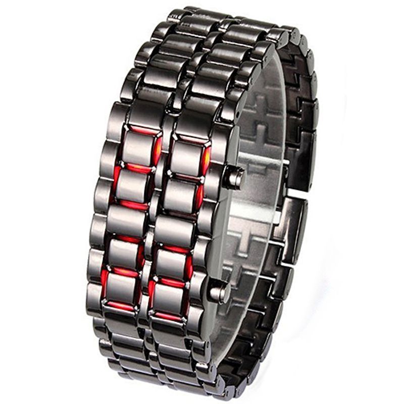 Yamaler Herren Damen Lava Edelstahl LED Digital Quarz Armbanduhr Armbanduhr_voghion.com