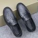 One Foot Leather Lazy Men's Casual Driving Shoes, Versatile, Breathable Leather, Soft Soled, Bean Shoes_voghion.com