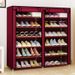 Metal Shoe Rack – Modern Double-Layer Shoe Organizer With Dust-Proof Design, Stackable & Expandable (Espresso/Charcoal/Dalmatian Color Options)_voghion.com
