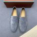 LP Genuine Leather Slip-On Loafers 2025 New Classic White Sole Low Heel Cowhide Gray Blue Shoes_voghion.com