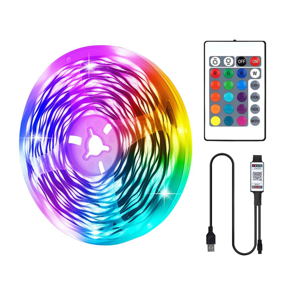5 V USB RGB LED-Lichtstreifen 5050 SMD – Bluetooth & IR-Fernbedienung, 16 Millionen Farben, selbstklebendes flexibles Licht für TV-Hintergrundbeleuchtung, Gaming-Setup_voghion.com
