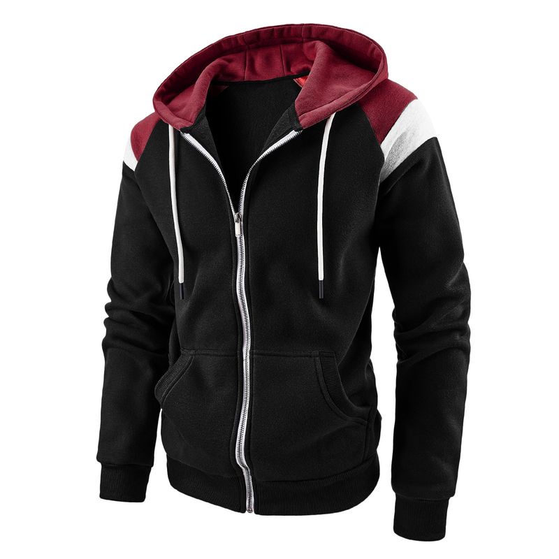 Farblich passende Kontrastfarbene Modepullover für Herrenbekleidung, lässiges Sportoberteil mit Kapuze für Herren_voghion.com