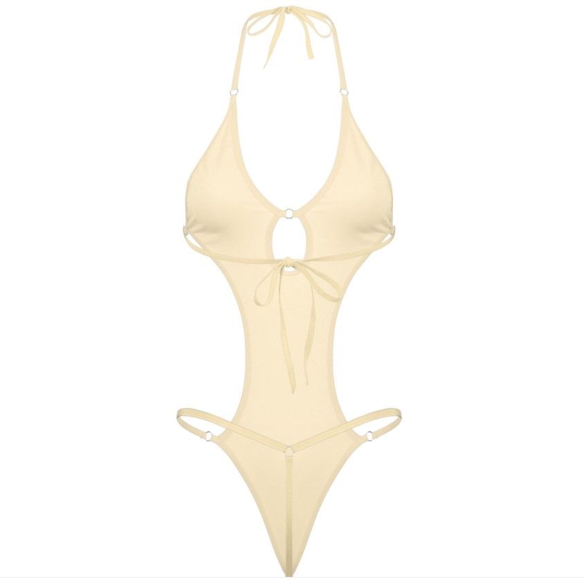 Γυναικείο μίνι μαγιό Intimates, σέξι Pamas, διαφανές ολόσωμο μπικίνι τριών σημείων_voghion.com