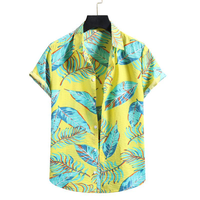 Herrenbekleidung Hawaiian Style Casual Beach Vacation Bedrucktes Herrenhemd_voghion.com