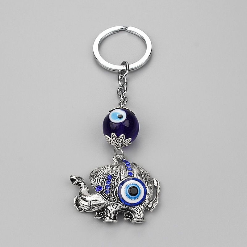 Elephant Keychain European, American, Turkish Blue Eye Car Keychain Animal Pendant Jewelry_voghion.com