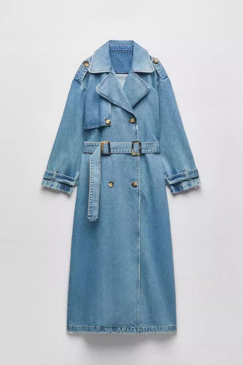 Palton de trench cowboy pentru femei, la modă, cu două rânduri de nasturi, cu curea_voghion.com