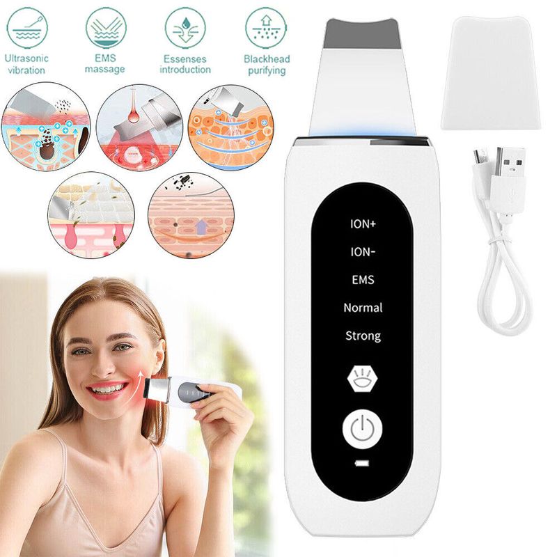 Ultrasonic Facial Skin Scrubber Face Pore Deep Cleaner Spatula Remover Blackhead_voghion.com